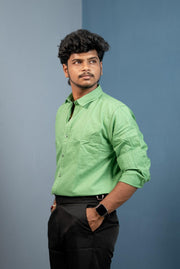 Cotton Shirt for Men | Stylish Slim Fit, Comfortable & Breathable - Green